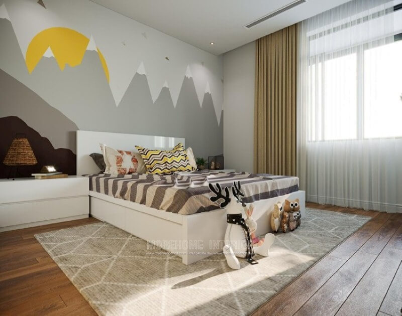 Giường trẻ em gỗ acrylic cao cấp với gam màu trắng đơn sắc là một trong những xu thế tất yếu tăng kích thích thị giác vào các đồ chơi thông minh cho con. Thiết kế phòng ngủ tại Hà Nội